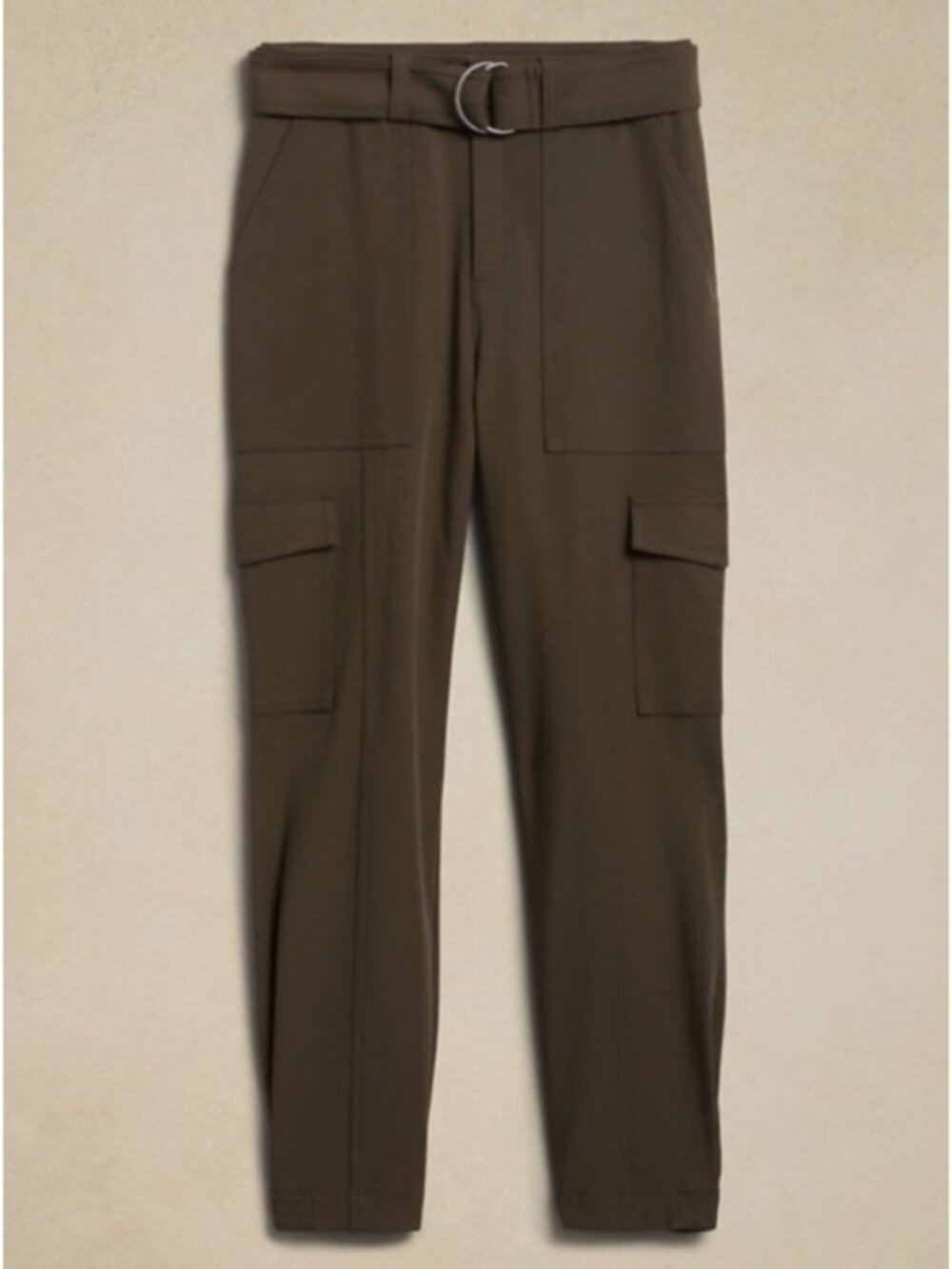 Banana Republic Slim Refined Stretch Cargo Pants Khaki Tan Belted High-Rise 0